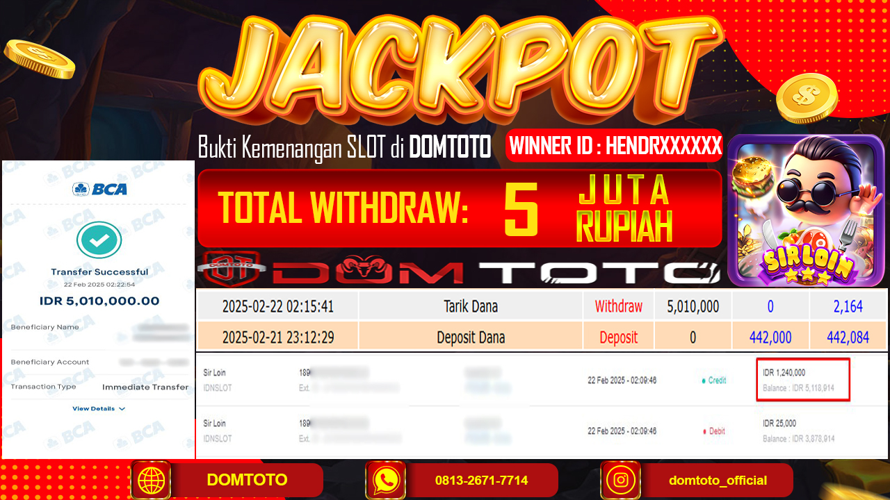 JACKPOT IDNSLOT SIR LOIN  22 FEBRUARI 2025